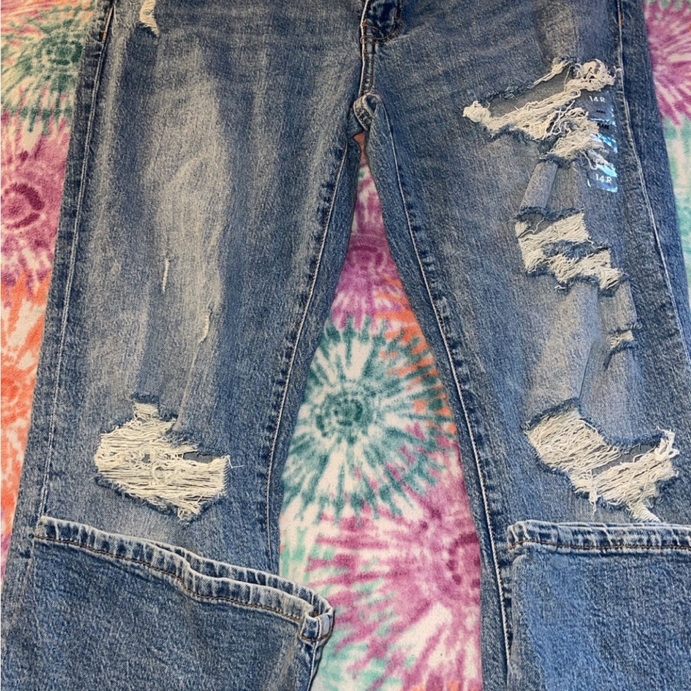 Hollister Distressed Boot Cut Jeans - Blue